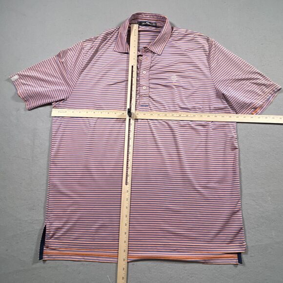 Ralph Lauren RLX Polo Shirt Mens XL Blue Orange Striped Performance Short Sleeve - Picture 5 of 10